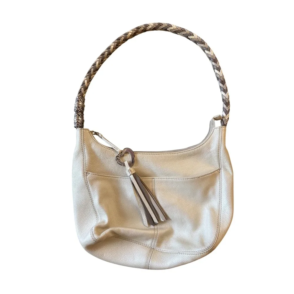Brighton Barbados zip top hobo bag In Cream